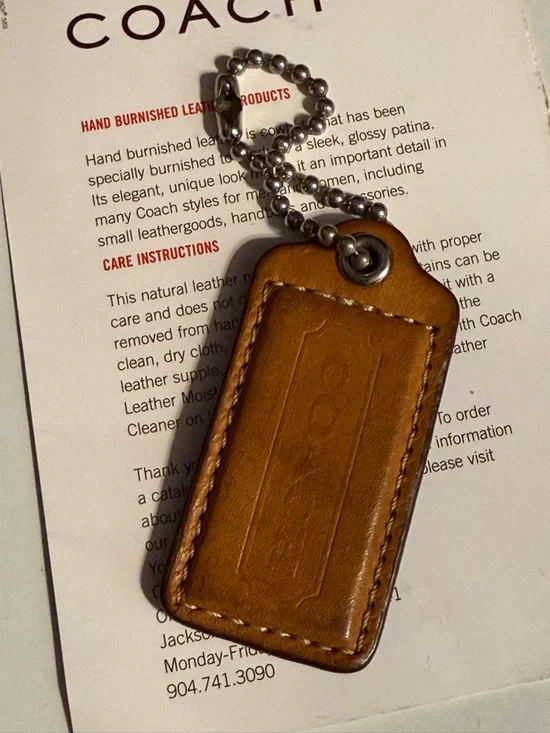 Coach Tan Leather Hangtag with Blue - Picture 6 of 6